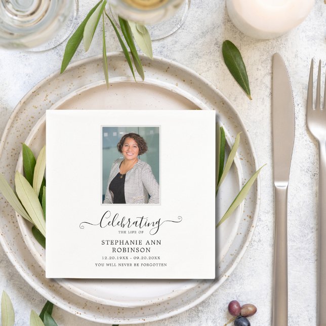 Celebration of Life Photo Simple Modern  Napkins (Creator Uploaded)
