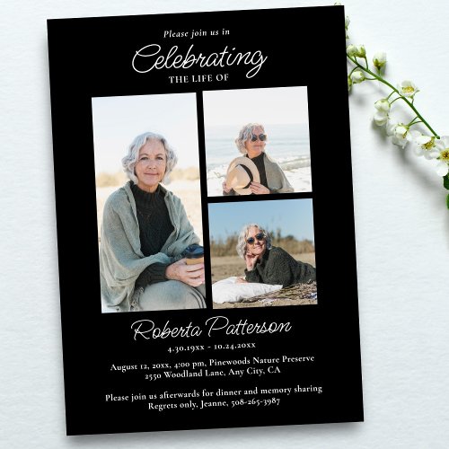Celebration of Life Photos, Memorial Black White