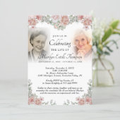 Celebration of Life Pink Floral Photo Invitation | Zazzle