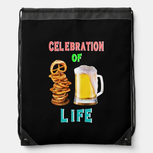 Celebration Of Life Pretzel Volksfest Oktoberfest Drawstring Bag