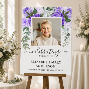 Celebration of Life Purple Floral Photo Foam Board