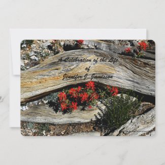 Celebration of Life, Red Flowers Weathered Wood