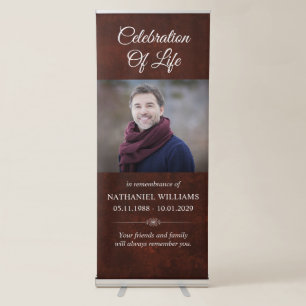 Celebration Of Life Red Personalized Men Photo Retractable Banner