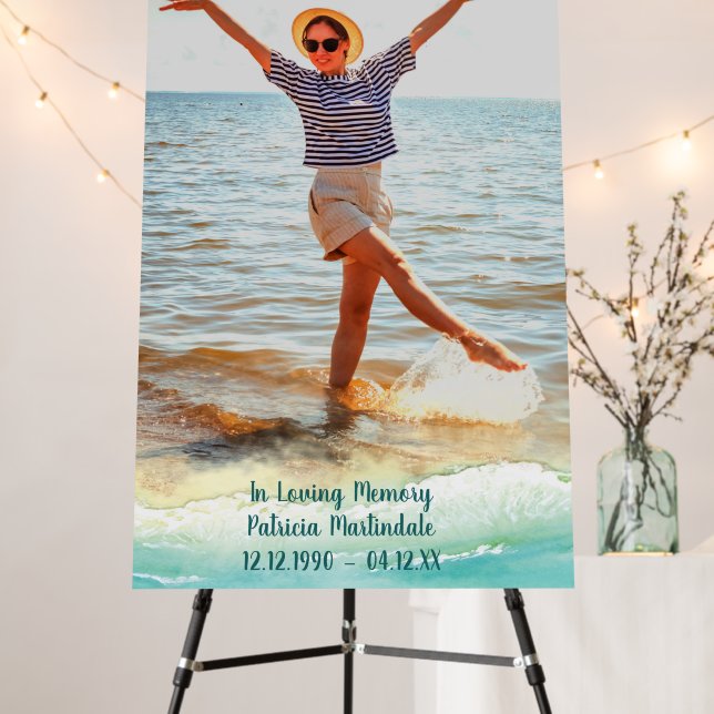 Celebration Of Life Remembrance Beach Photo Foam Board (In Situ (Stand))