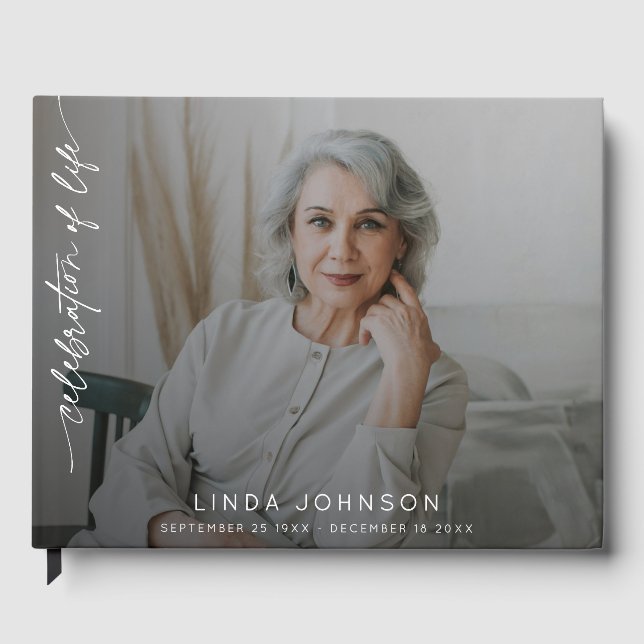 Celebration of Life Remembrance Photo Funeral  Guest Book (Front)