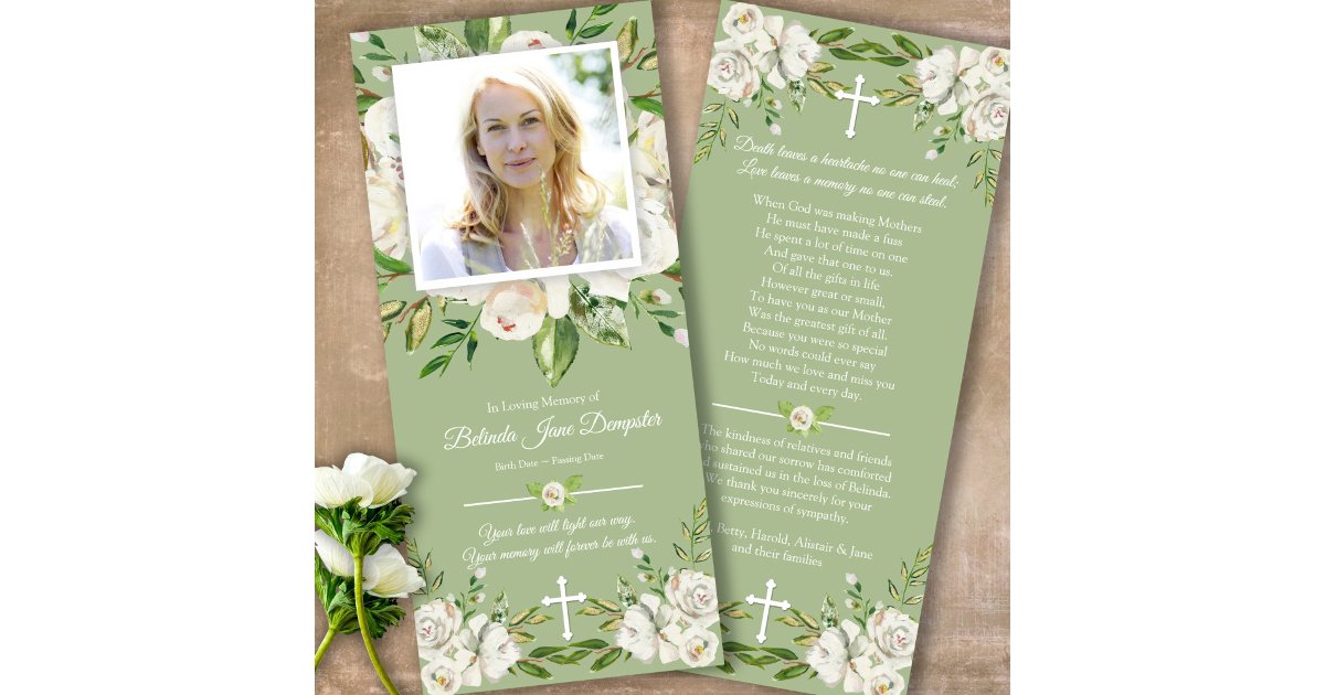 Celebration of Life Roses Funeral Thank You Card | Zazzle