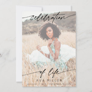 Celebration of Life Script Funeral Photo   White Thank You Card