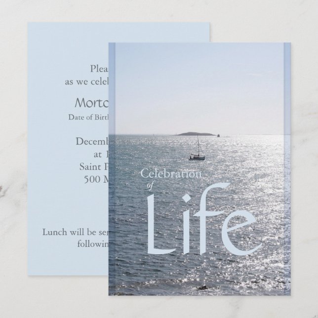 Celebration of Life Seascape 1 Invitation (Front/Back)
