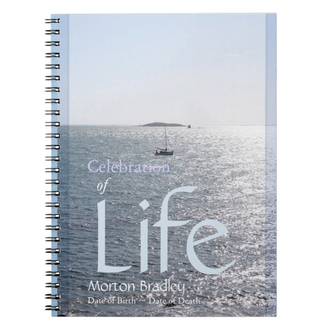 Celebration of Life Seascape 1 Photo GuestBook Notebook (Front)