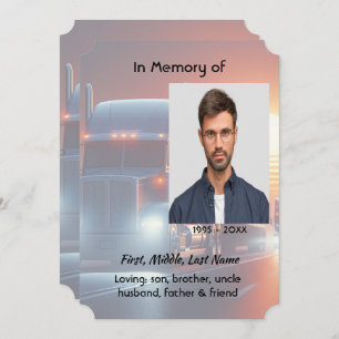 Celebration of Life Semi-Truck Tractor-trailer Invitation