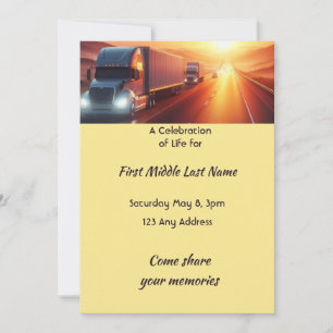 Celebration of Life Semi-Truck Tractor-trailer Invitation