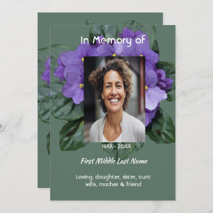 Celebration of Life Service African Violet Invitation