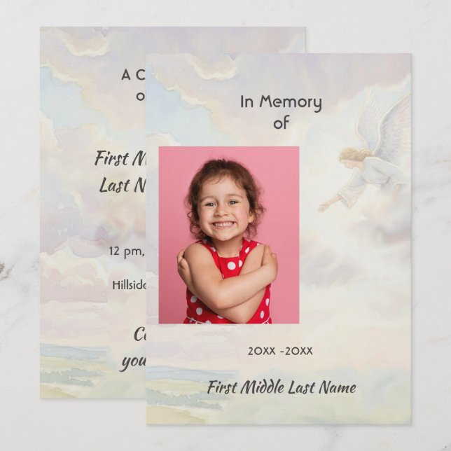 Celebration of Life Service Angel Reaching  Invitation (Front/Back)