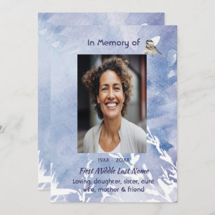 Celebration of Life Service Chickadee Bird Winter Invitation