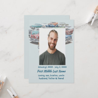 Celebration of Life Service Classic Vintage Car  Invitation