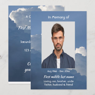 Celebration of Life Service Clouds Sky Heavenly Invitation