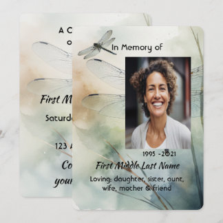 Celebration of Life Service Custom Dragonfly Invitation