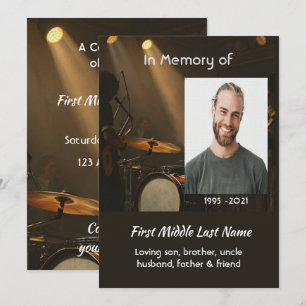 Celebration of Life Service  Drummer Drums Band  Invitation