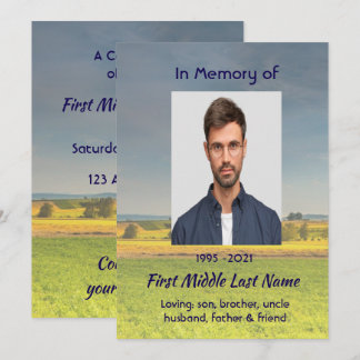 Celebration of Life Service  Farm Crop Prairie Save The Date