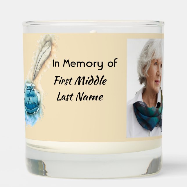Celebration of Life Service Feather Pen  Scented Candle (Front)