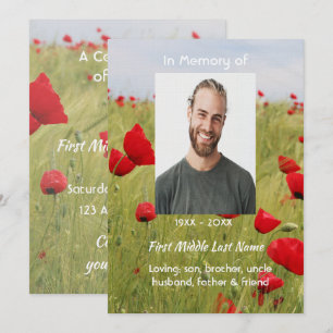 Celebration of Life Service Field Red Poppy Invitation