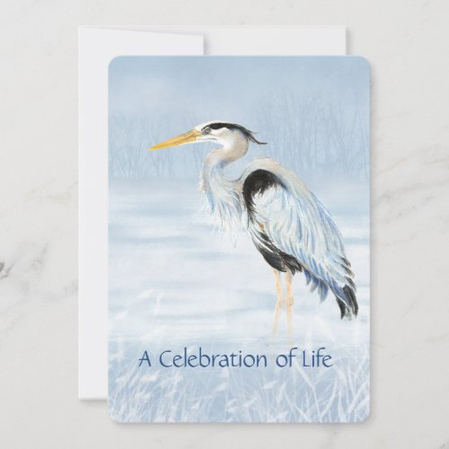 Celebration of Life Service Great Blue Heron Bird Invitation