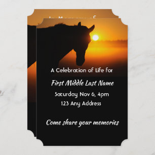 Celebration of Life Service  Horse Silhouette Invitation