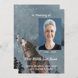 Celebration of Life Service Howling Wolf Art Invitation
