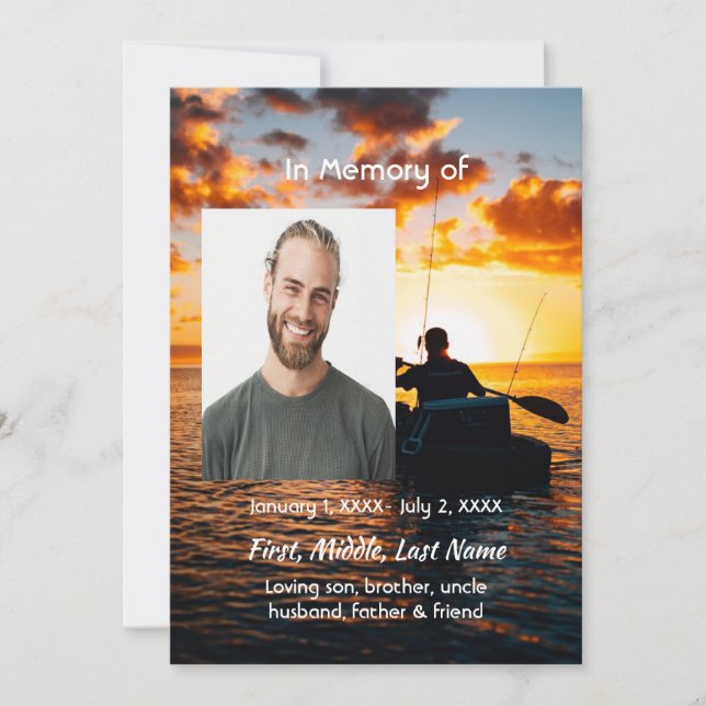 Celebration of Life Service Invite Kayaking Sport  (Front)