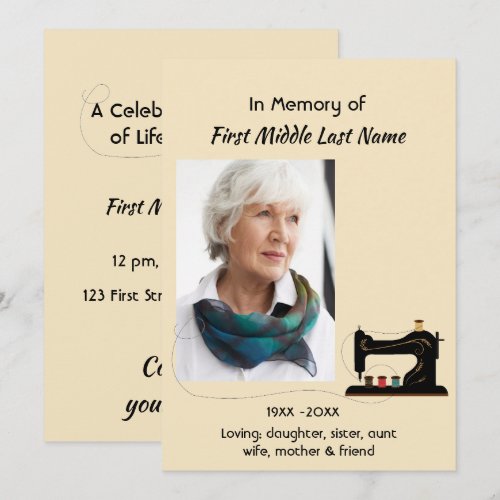 Celebration of Life Service Invite Seamstress 