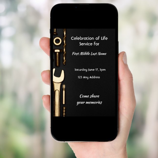 Celebration of Life Service Invite Tools Mechanic (Front Digital)