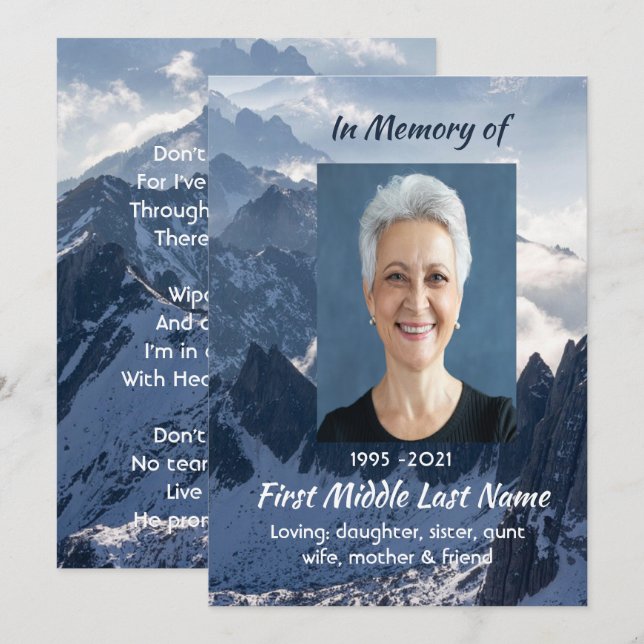Celebration of Life Service Mountains Alpine  Invitation (Front/Back)