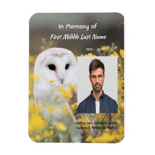 Celebration of Life Service Photo Barn Owl Bird Magnet