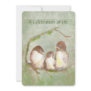 Celebration of Life Service Sparrow Bird Family Invitation