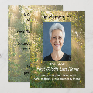 Celebration of Life Service Sunshine Golden Forest Invitation
