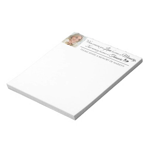 Celebration of Life Share A Memory Quote Photo Notepad