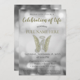 Celebration of Life - Silver and Gold Invitation