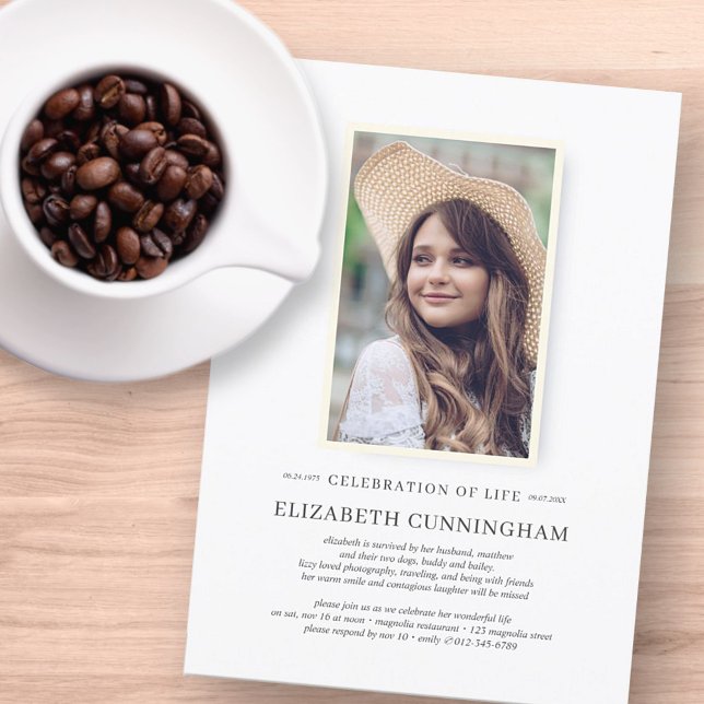 Celebration of Life Simple Chic Elegant Photo Invitation (Creator Uploaded)