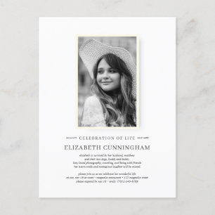 Celebration of Life Simple Chic Elegant Photo Invitation Postcard