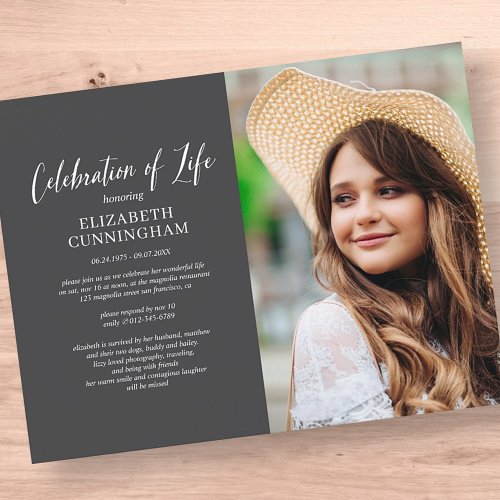 Celebration of Life Simple Chic Elegant Photo Invitation Postcard
