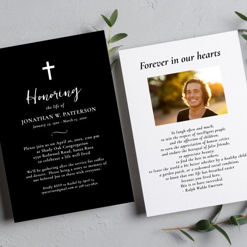 Celebration of LifeSimple Cross Funeral Wake Invitation