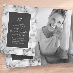 Celebration of Life Simple Elegant Marble Photo Invitation