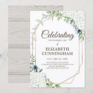 Celebration of Life Simple Floral Geometric Woodsy Invitation