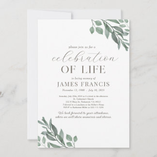 Celebration Of Life Simple Modern Invitation