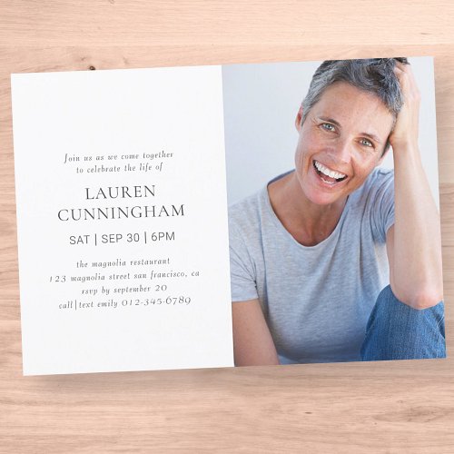 Celebration of Life Simple Modern Minimalist Photo Invitation