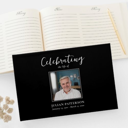 Celebration of Life Simple Photo Custom Funeral Guest Book