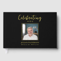 Celebration of Life Simple Photo Gold Foil Funeral