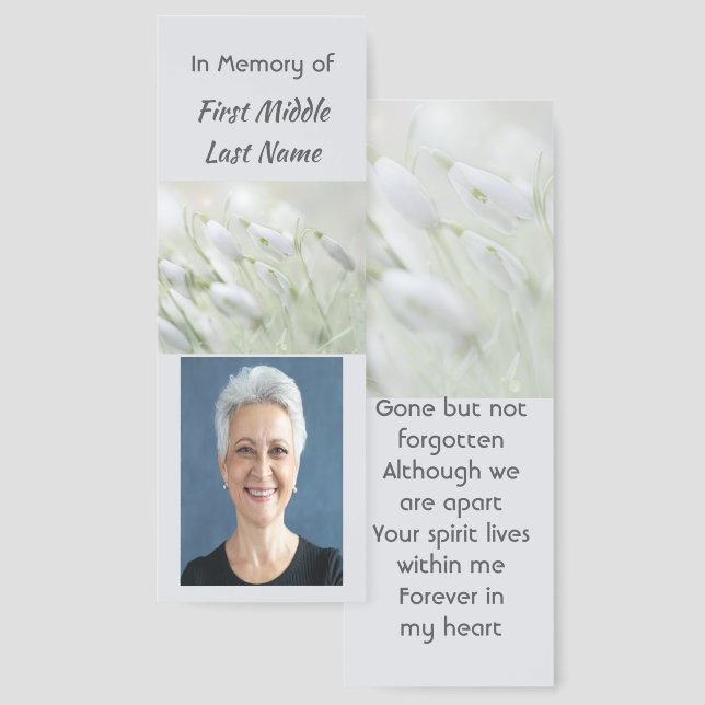 Celebration of Life Snowdrop Flowers Bookmarks (Front & Back)