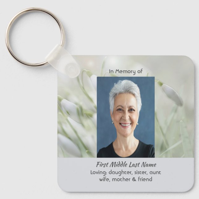  Celebration of Life  Snowdrop Flowers Keychain (Front)