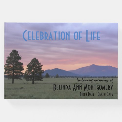 Celebration Of Life Stormy Prairie Sunset Custom Guest Book